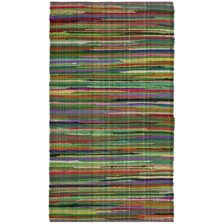 Safavieh 3 x 5 ft. Rag Rug Hand Woven Small Rectangle Area Rug Green & Multicolor RAR240E-3